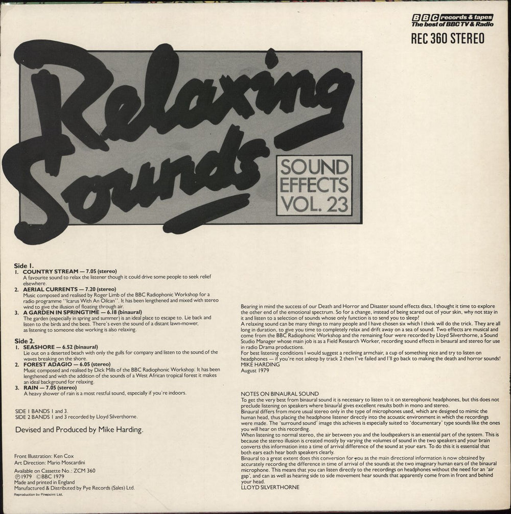 Various-Film, Radio, Theatre & TV Sound Effects Vol.23 - Relaxing Sounds UK vinyl LP album (LP record)