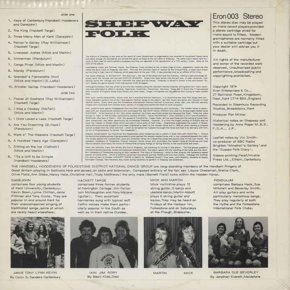 Various-Folk Shepway Folk UK vinyl LP album (LP record)