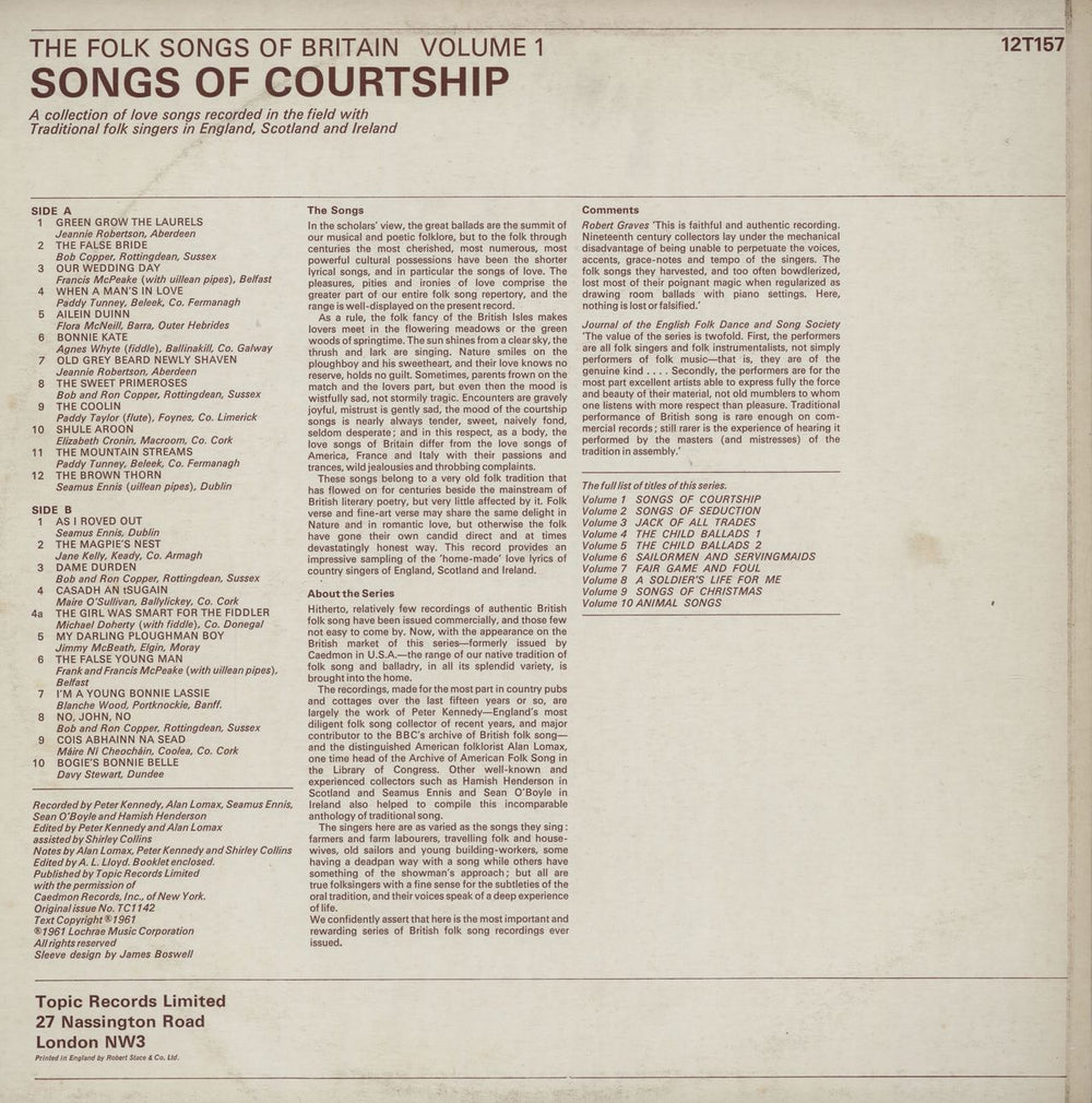 Various-Folk Songs Of Courtship UK vinyl LP album (LP record)