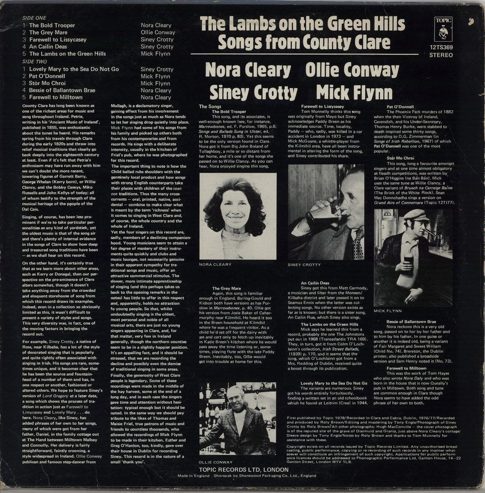 Various-Folk The Lambs On The Green Hills UK vinyl LP album (LP record)