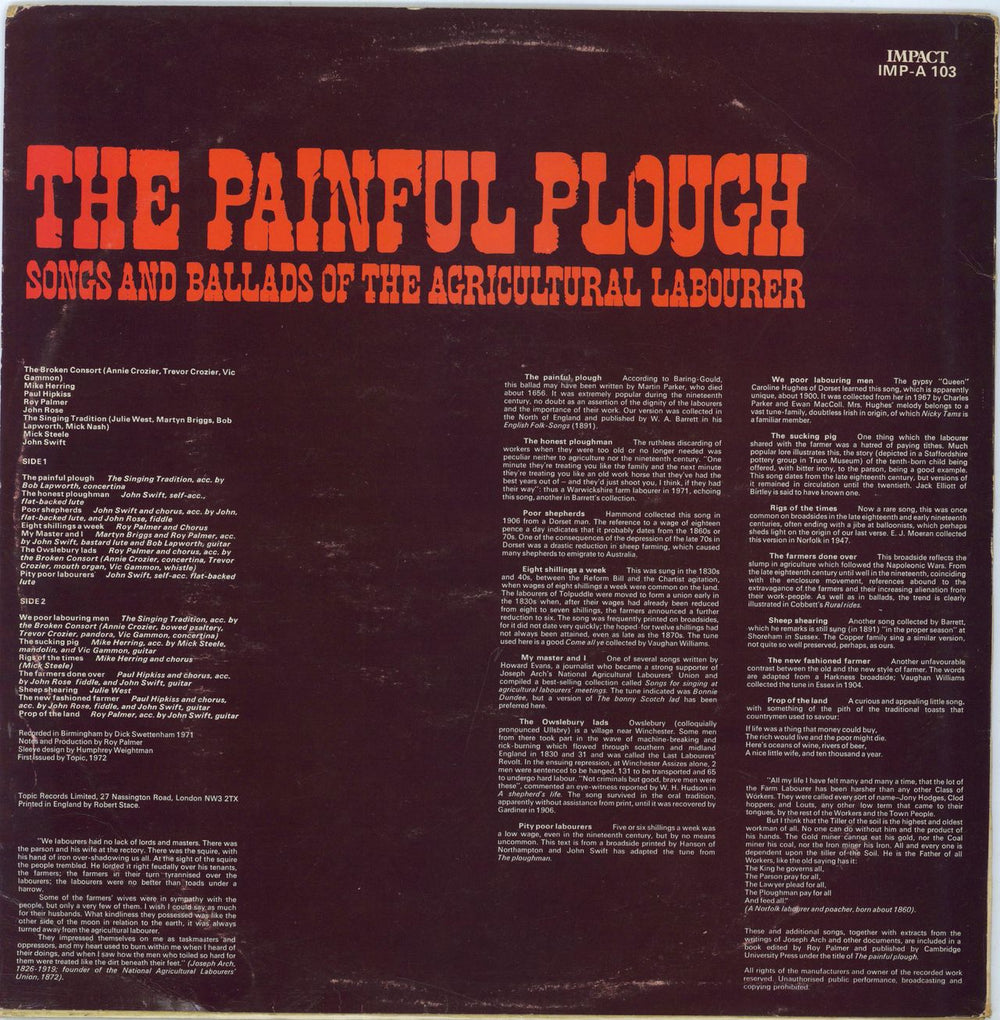 Various-Folk The Painful Plough - Songs And Ballads Of The Agricultural Labourer UK vinyl LP album (LP record)