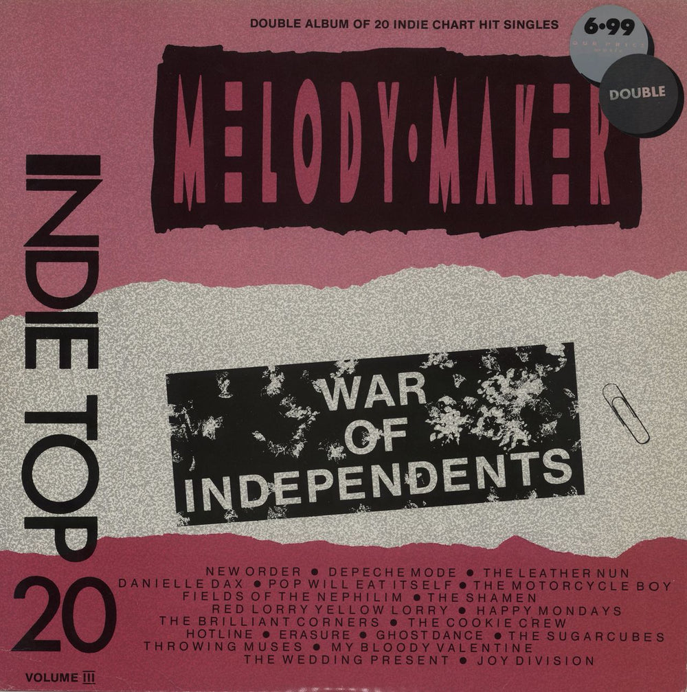 Various-Indie Indie Top 20 Volume III - War Of Independents UK 2-LP vinyl record set (Double LP Album) TT03