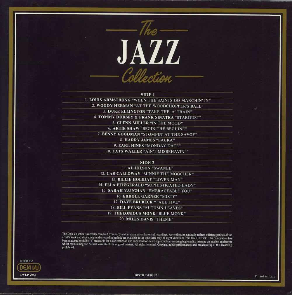 Various-Jazz Jazz's 20 Greatest Hits Italian vinyl LP album (LP record)