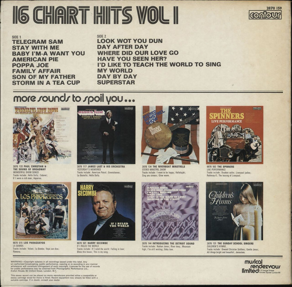 Various-Pop 16 Chart Hits Vol. 1 UK vinyl LP album (LP record)