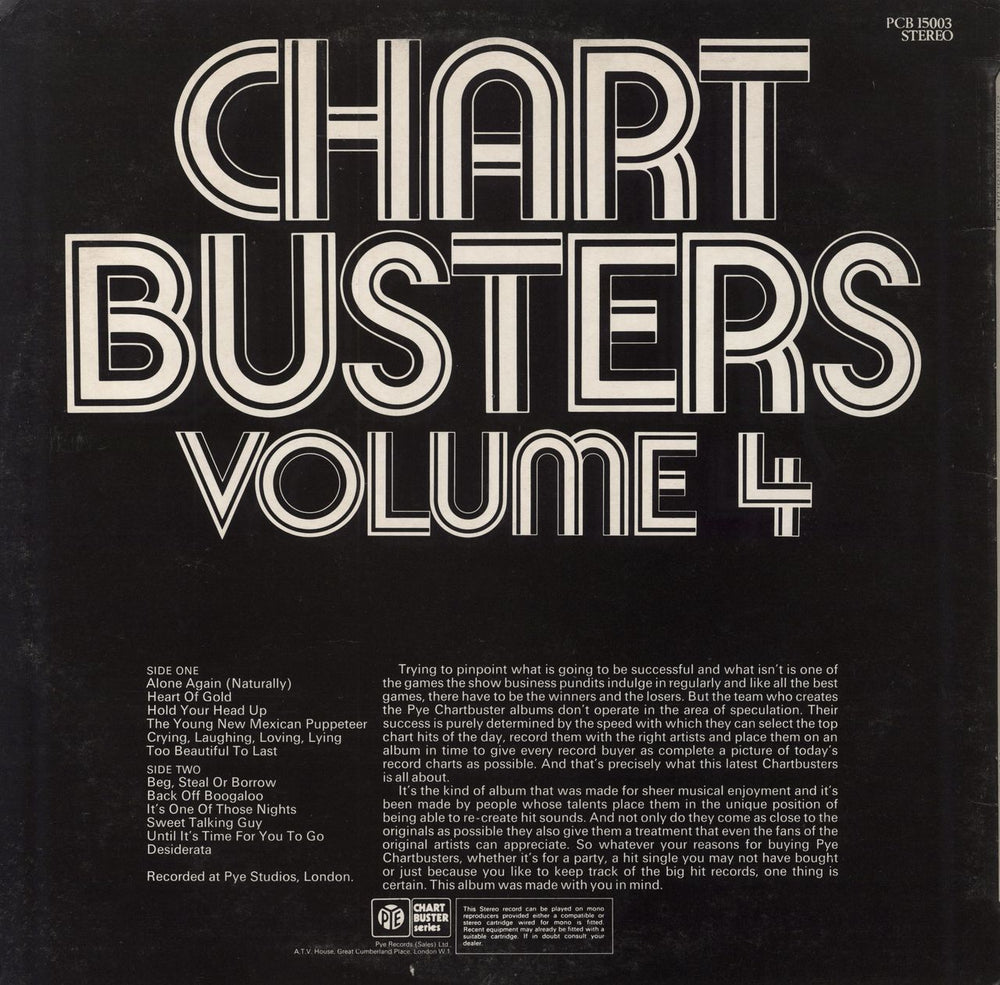 Various-Pop Chart Busters Volume 4 UK vinyl LP album (LP record)