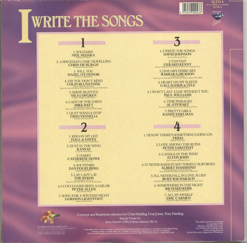 Various-Pop I Write The Songs UK 2-LP vinyl record set (Double LP Album) 5013519400433