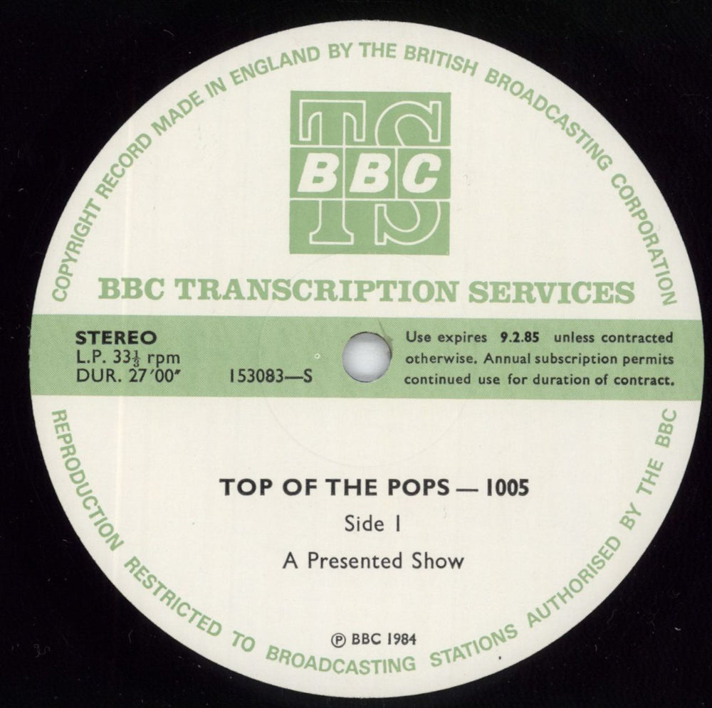 Various-Pop Top Of The Pops 1005 UK Promo vinyl LP album (LP record) 153083/84-S