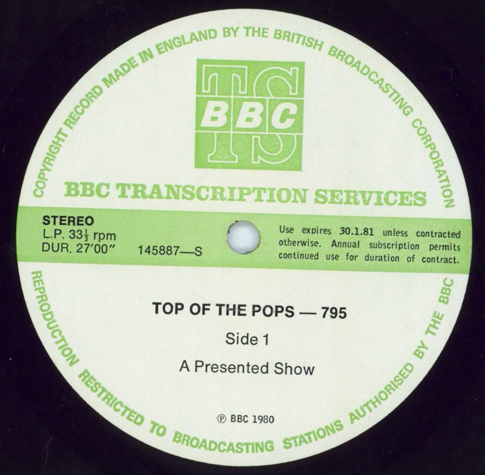 Various-Pop Top Of The Pops 795 UK Promo vinyl LP album (LP record) 145887/88-S