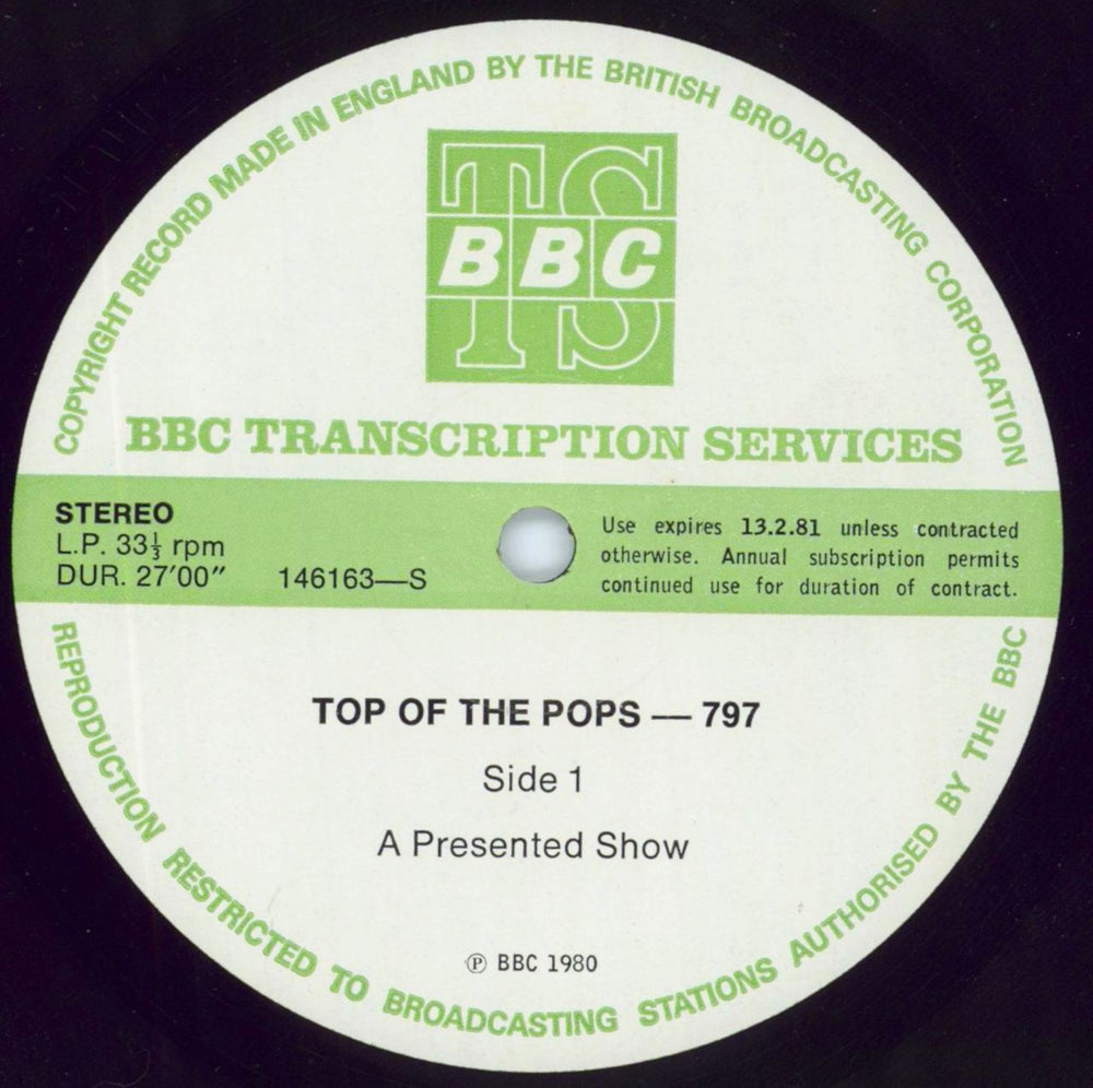 Various-Pop Top Of The Pops 797 UK Promo vinyl LP album (LP record) 146163/64-S