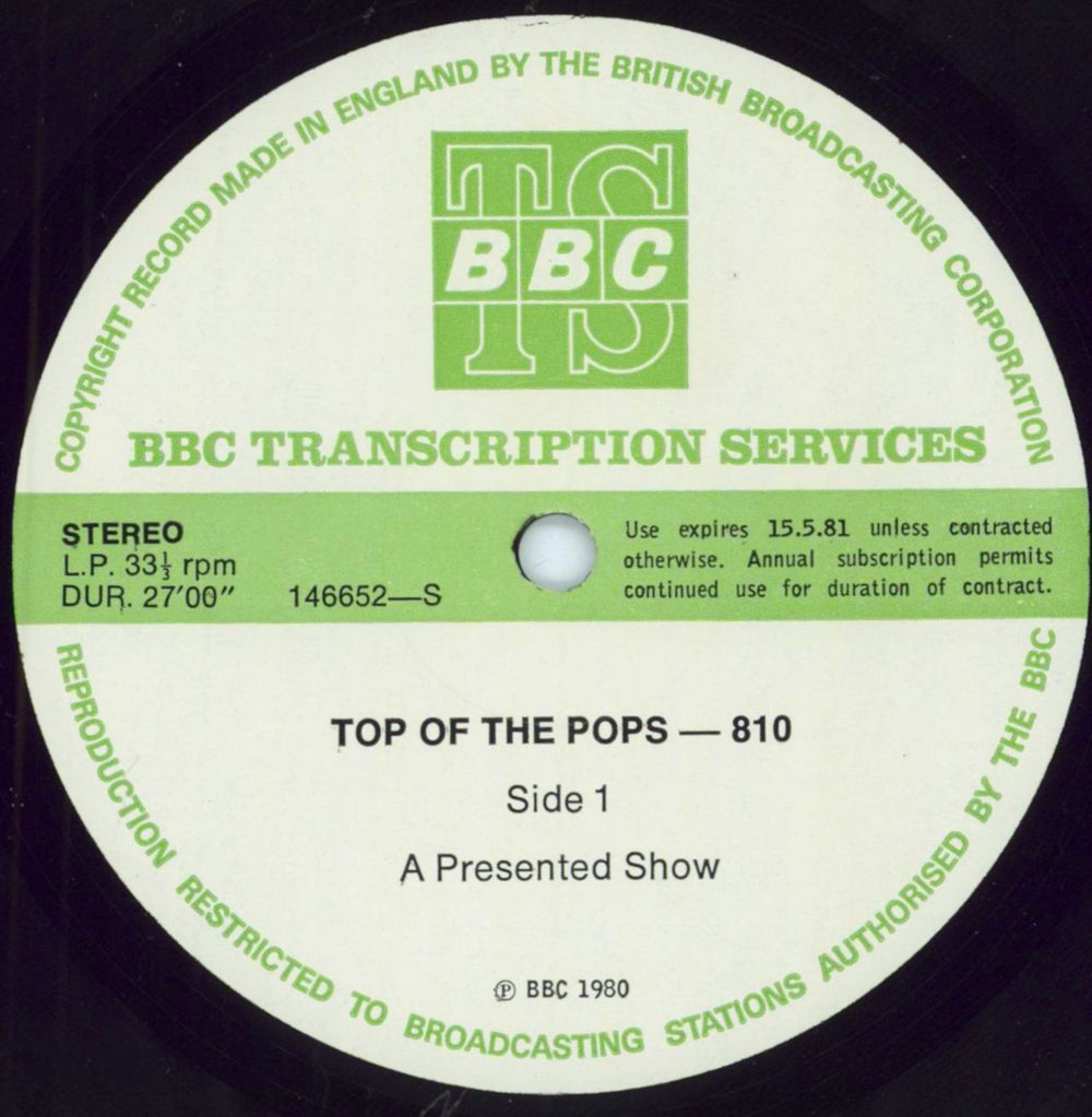 Various-Pop Top Of The Pops 810 UK Promo vinyl LP album (LP record) 146652/53-S