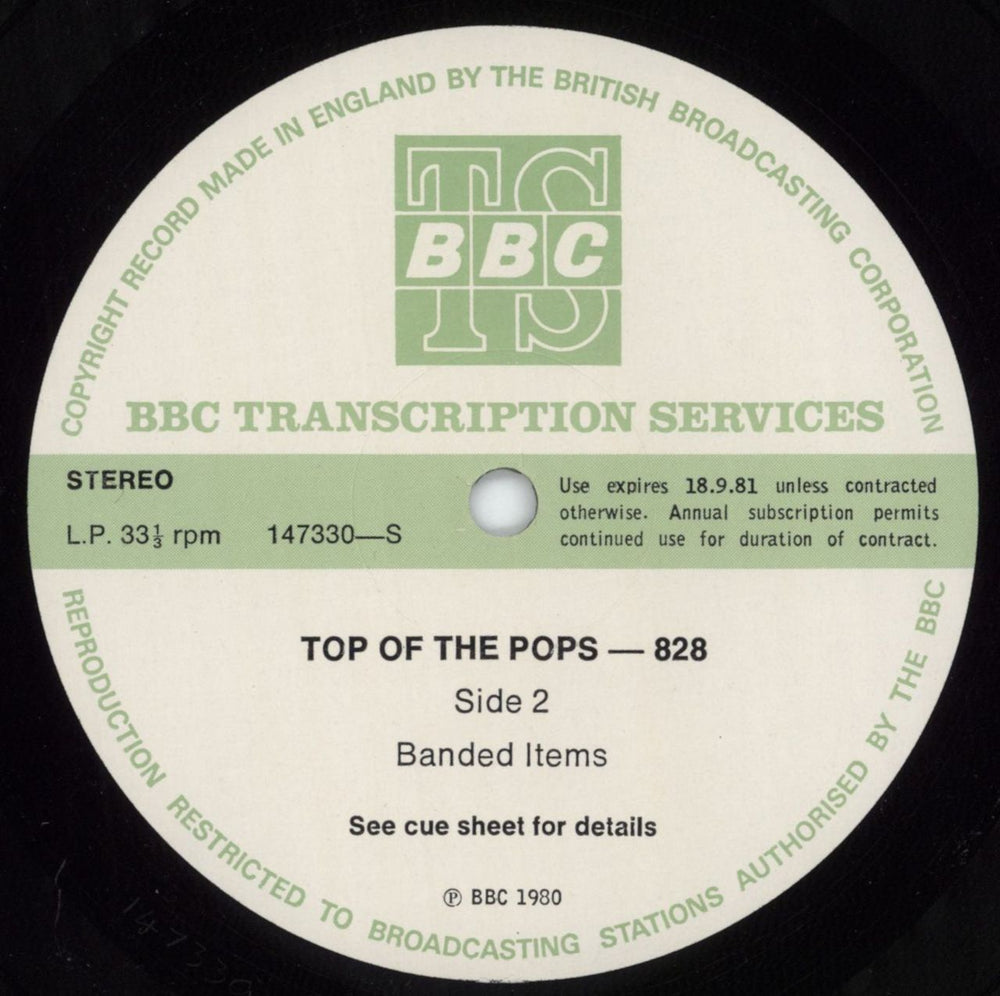 Various-Pop Top Of The Pops 828 UK Promo vinyl LP album (LP record)