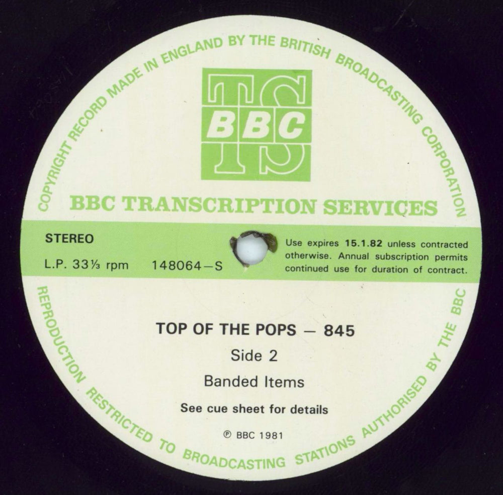 Various-Pop Top Of The Pops 845 UK Promo vinyl LP album (LP record)