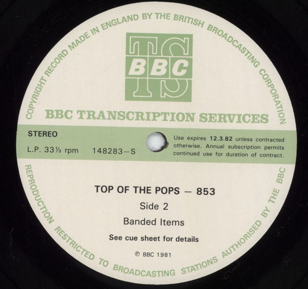 Various-Pop Top Of The Pops 853 UK Promo vinyl LP album (LP record)