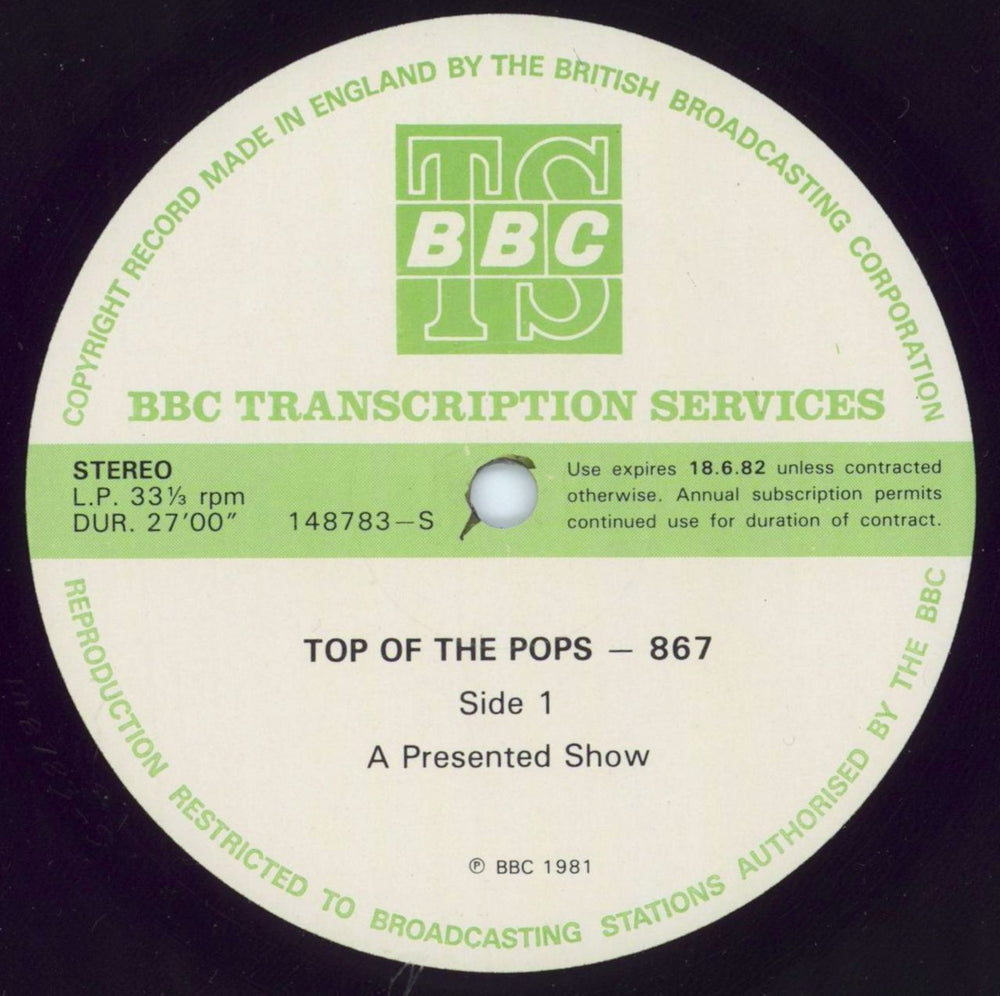 Various-Pop Top Of The Pops 867 UK Promo vinyl LP album (LP record) 148783/84-S