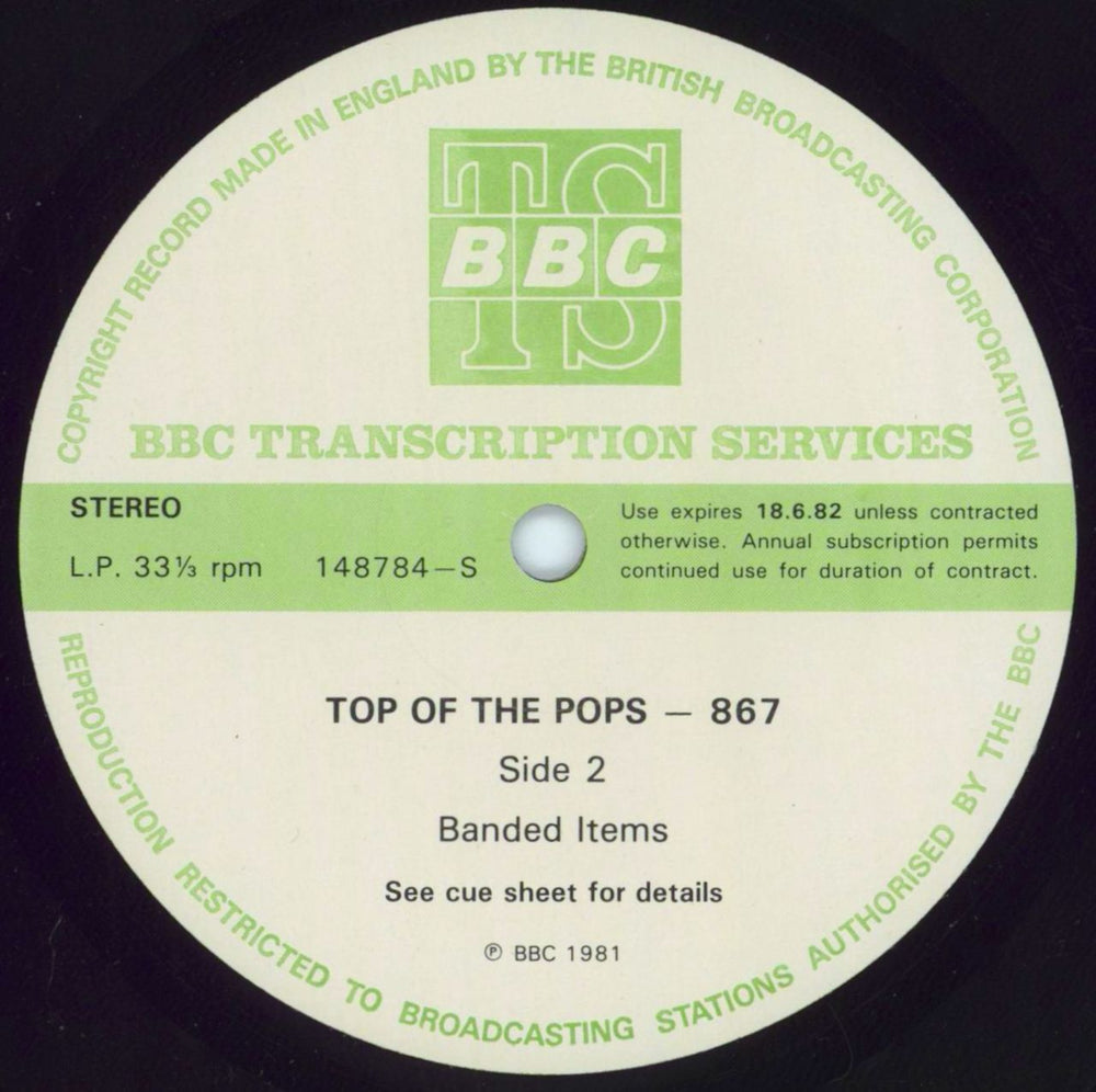 Various-Pop Top Of The Pops 867 UK Promo vinyl LP album (LP record)