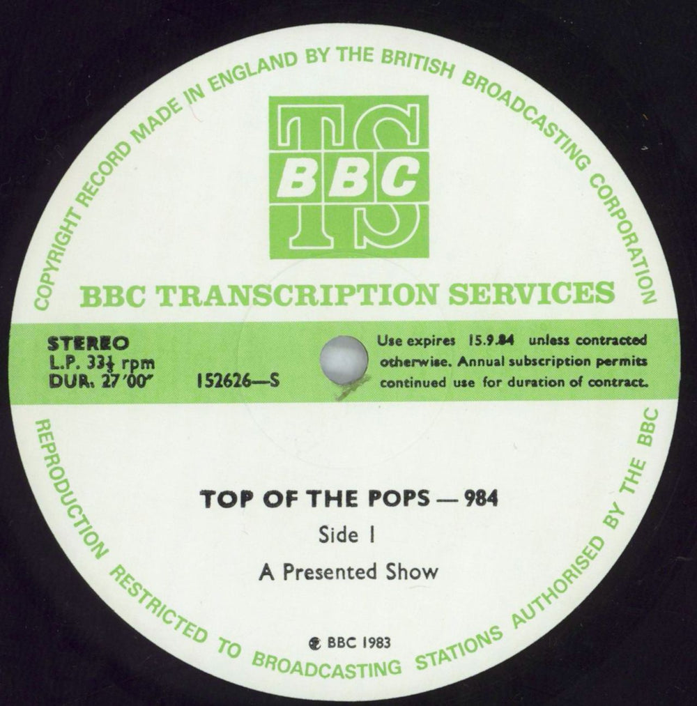 Various-Pop Top Of The Pops 984 UK Promo vinyl LP album (LP record) 152626/27-S