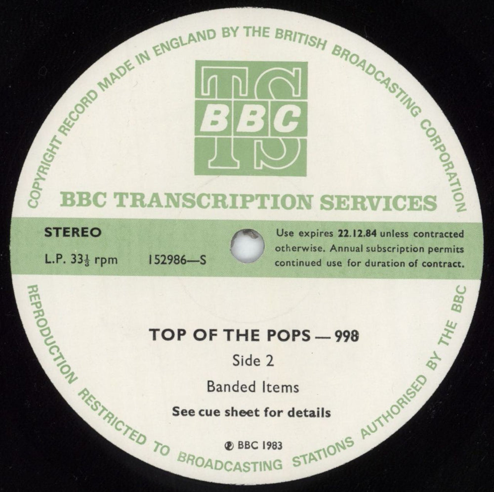 Various-Pop Top Of The Pops 998 UK Promo vinyl LP album (LP record)