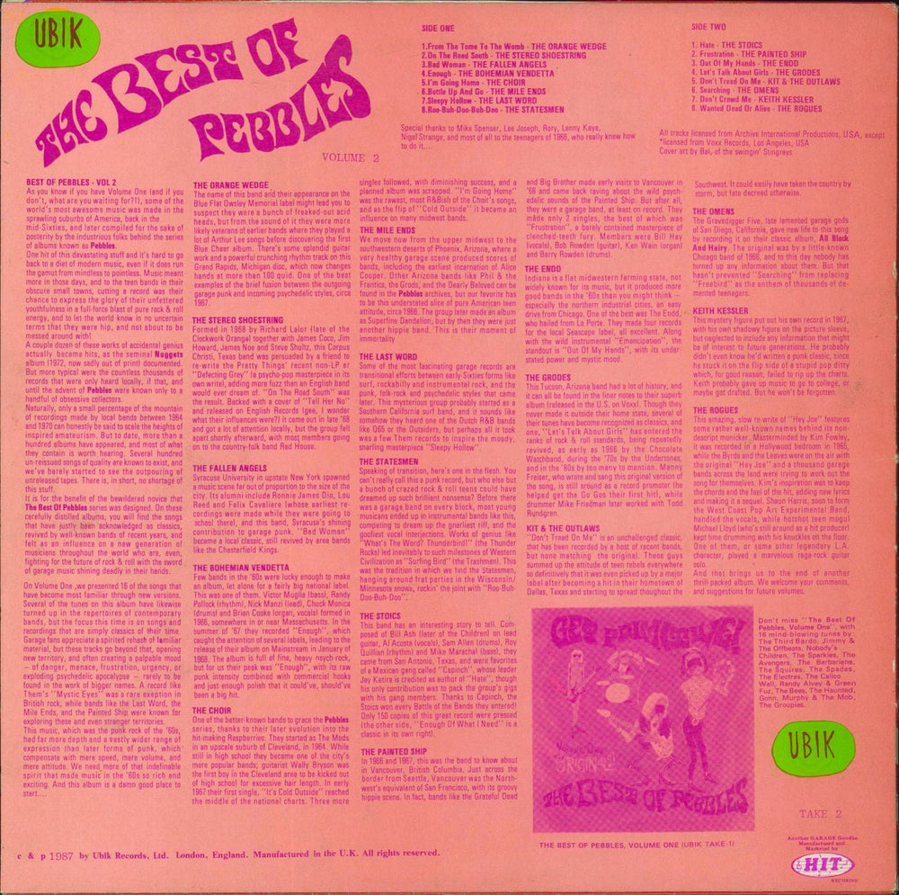 Various-Prog & Psych The Best Of Pebbles Volume 2 UK vinyl LP album (LP record)