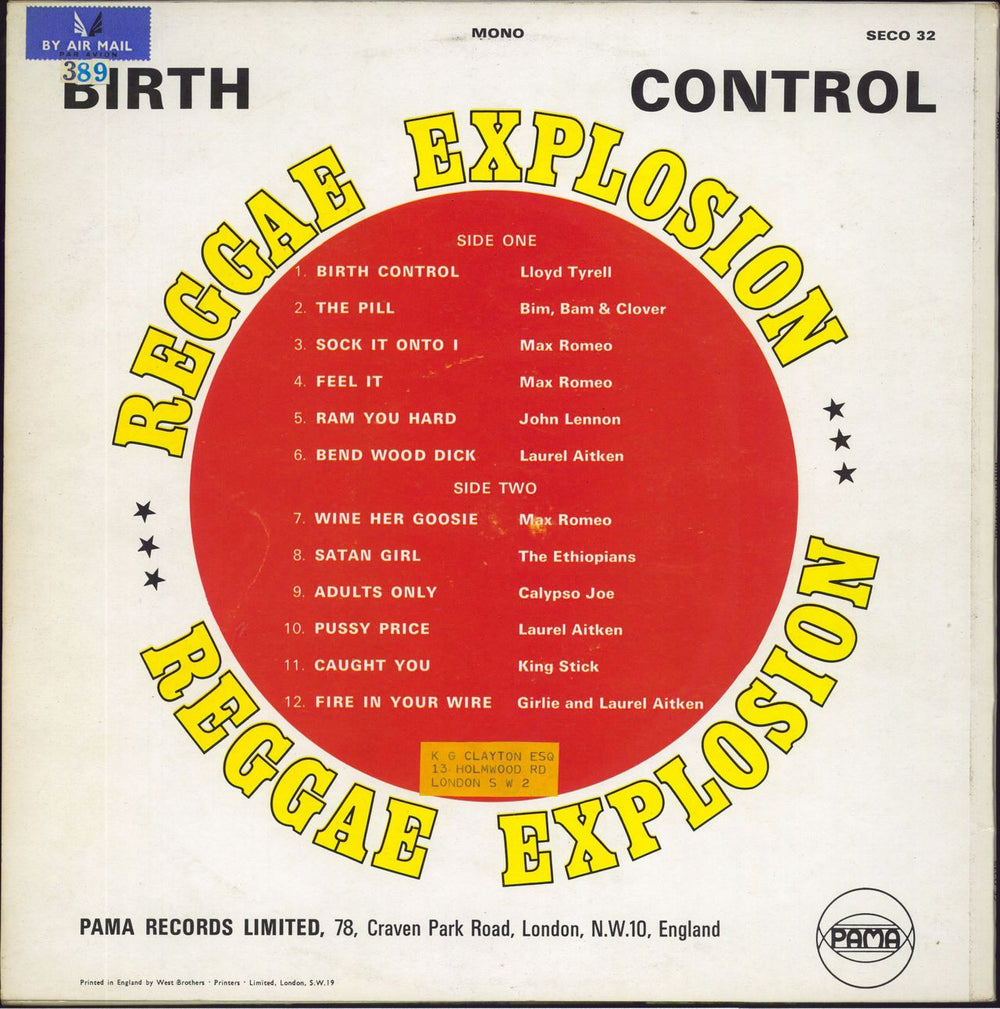 Various-Reggae & Ska Birth Control UK vinyl LP album (LP record)