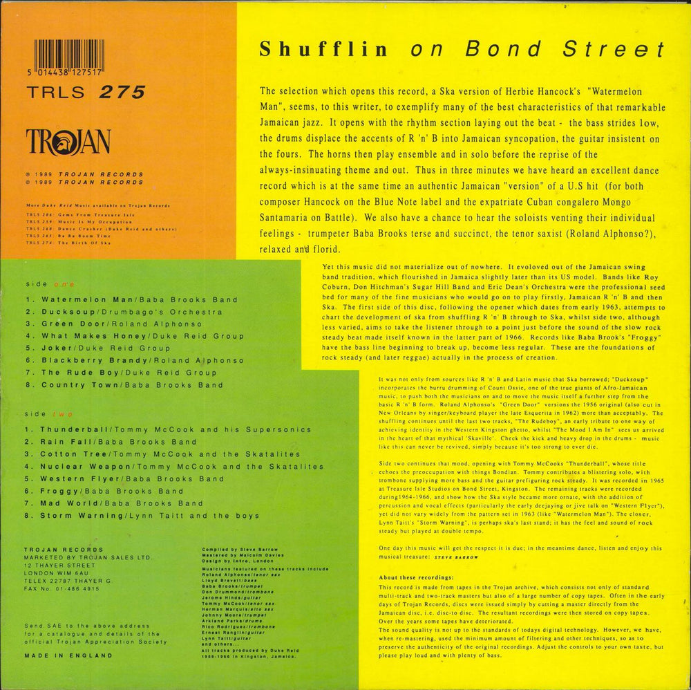 Various-Reggae & Ska Shufflin On Bond Street UK vinyl LP album (LP record) 5014438127517