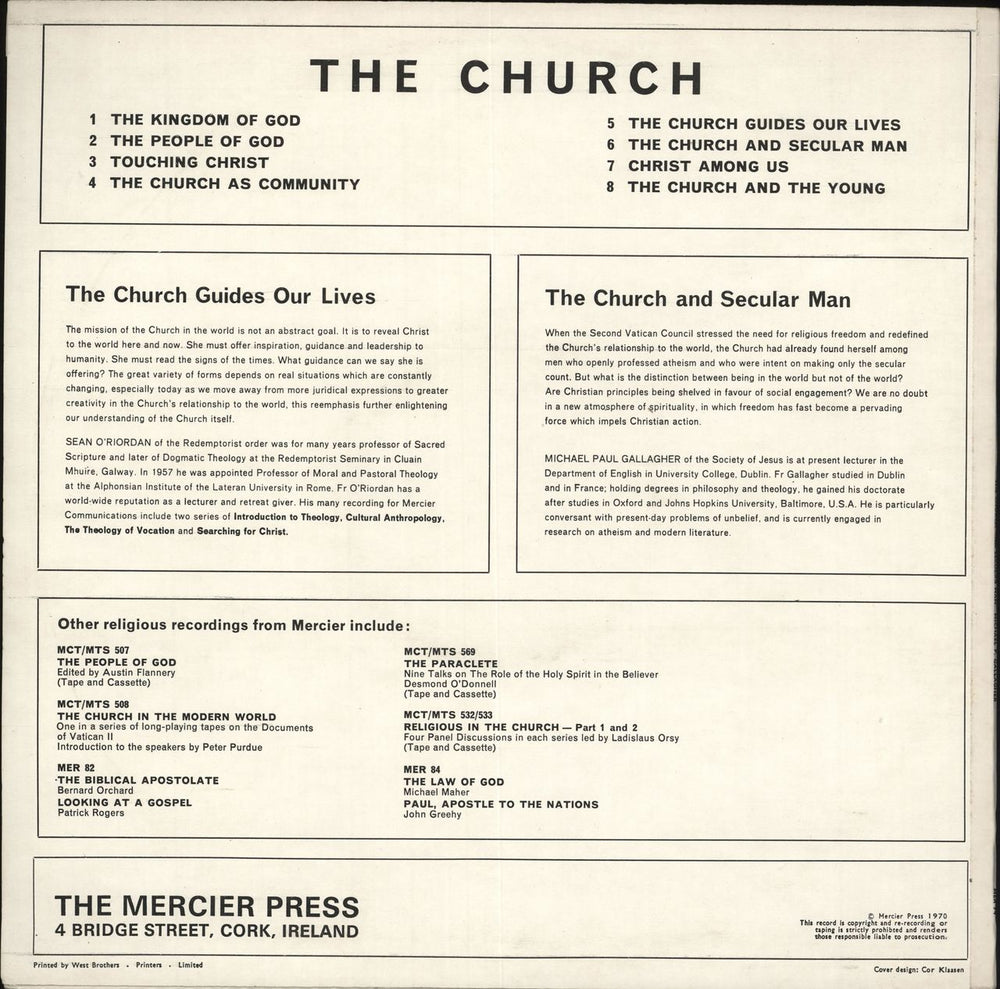 Various-Religious The Church Guides Our Lives / The Church And Secular Man Irish vinyl LP album (LP record)