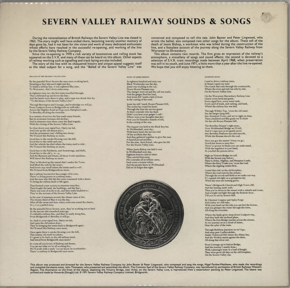 Various-Trains Severn Valley Railway - Sounds & Songs UK 2-LP vinyl record set (Double LP Album)