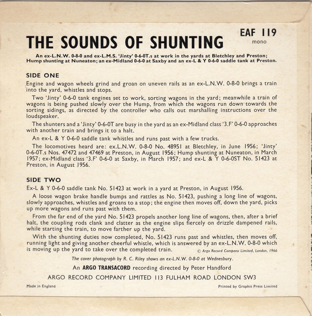 Various-Trains The Sounds Of Shunting EP UK 7" vinyl single (7 inch record / 45)