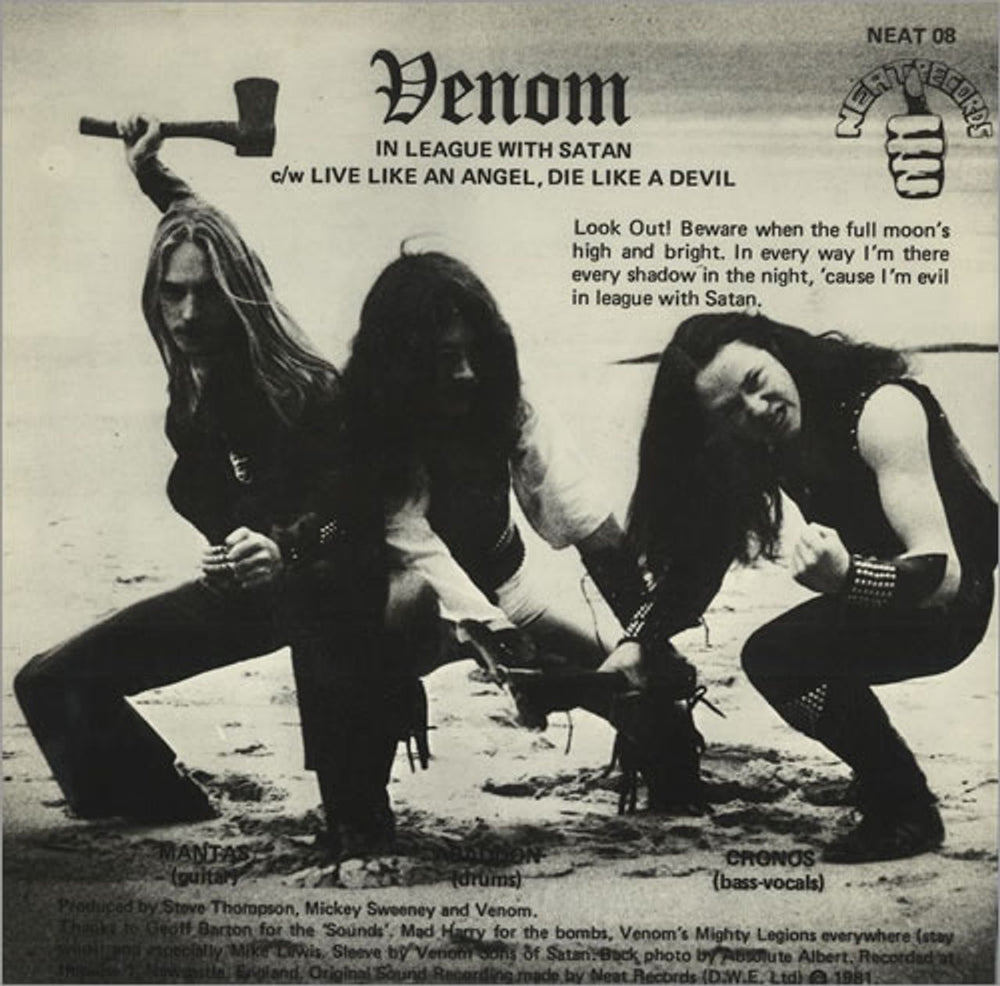 Venom In League With Satan UK 7" vinyl single (7 inch record / 45) VNM07IN464647