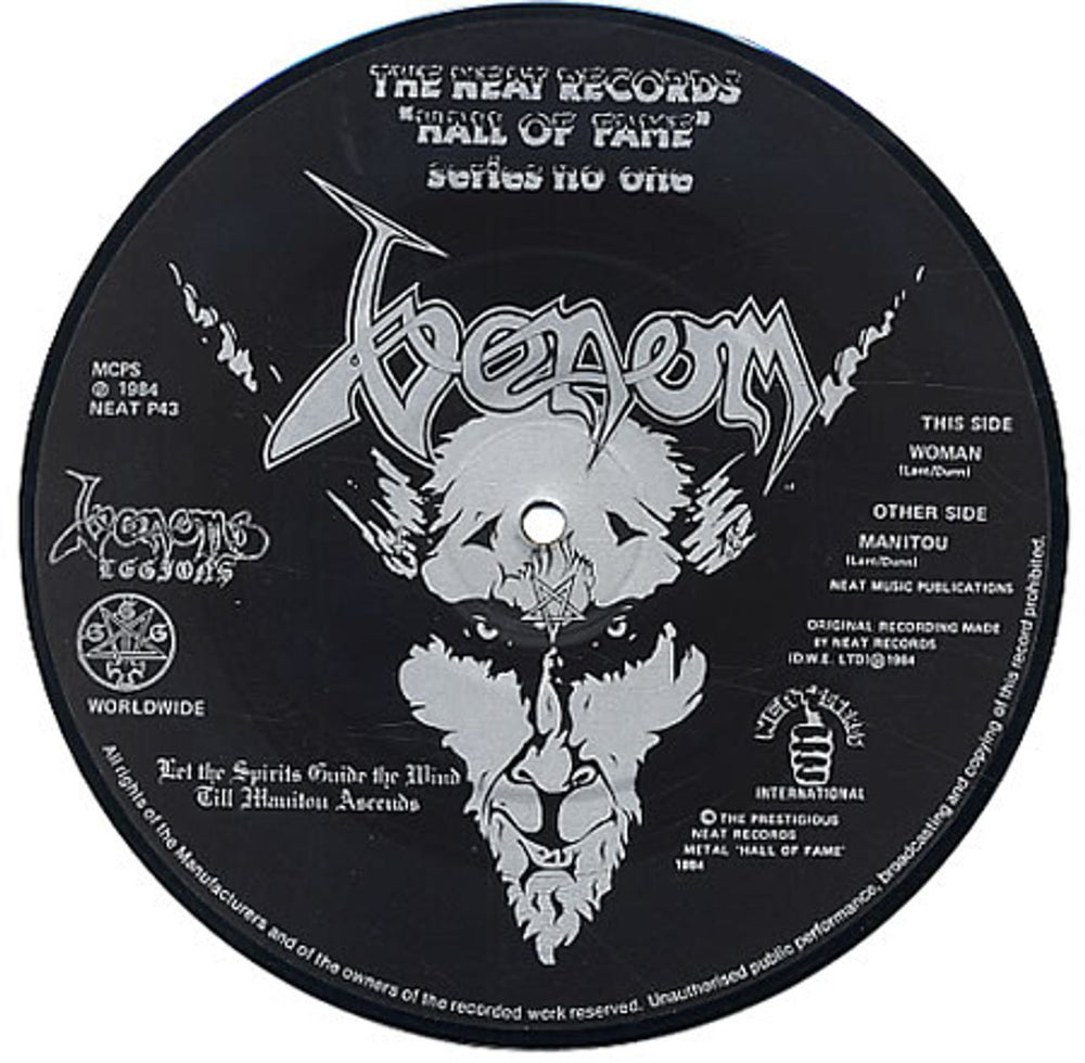 Venom Manitou UK 7" vinyl picture disc (7 inch picture disc single) VNM7PMA341001