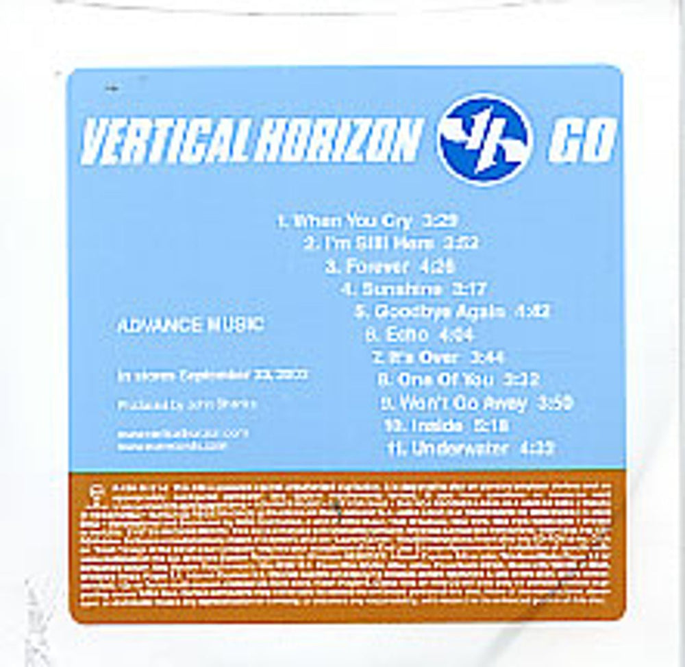 Vertical Horizon Go US Promo CD album (CDLP) RADV68121-2