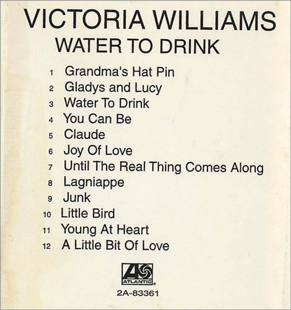 Victoria Williams Water To Drink US Promo CD album (CDLP) 2A-83361