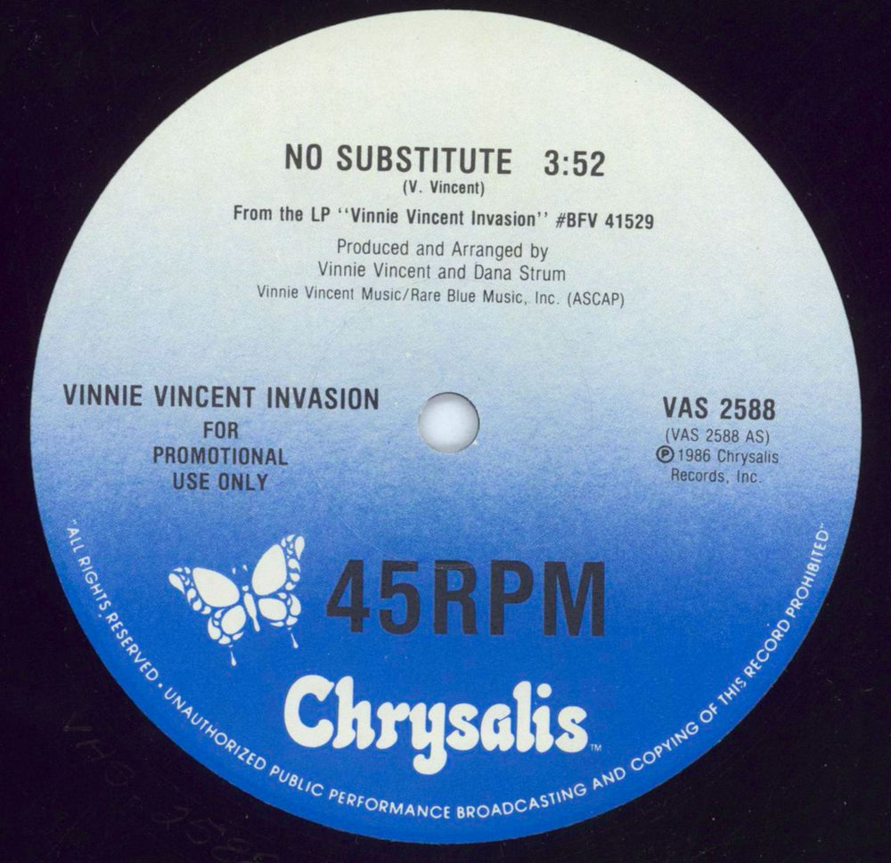 Vinnie Vincent No Substitute US 12" vinyl single (12 inch record / Maxi-single)