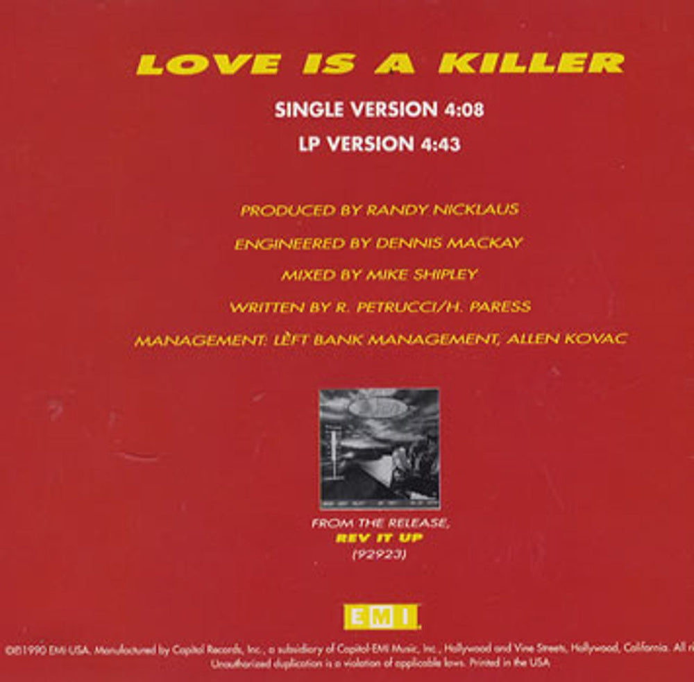 Vixen Love Is A Killer US Promo CD single (CD5 / 5") VIXC5LO352650