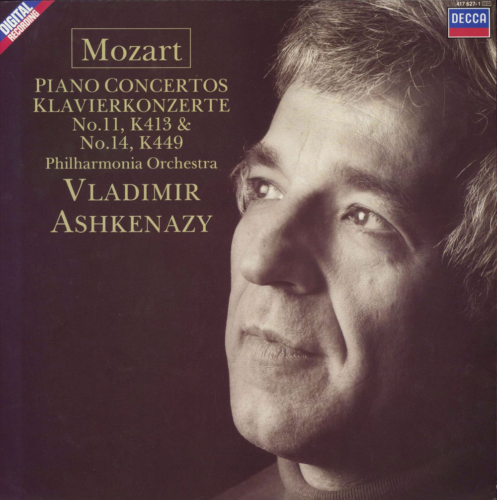 Vladimir Ashkenazy Mozart: Piano Concertos No. 11, K413 & No. 14, K449 Dutch vinyl LP album (LP record) 417627-1