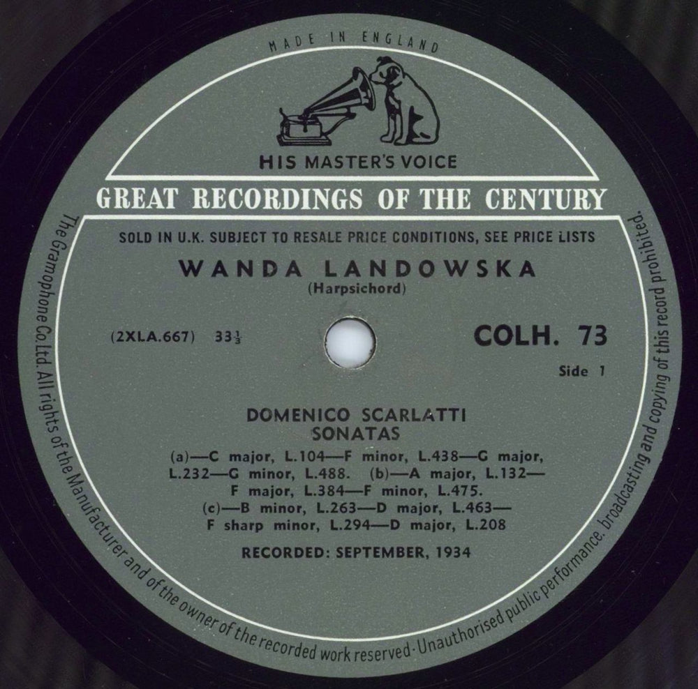 Wanda Landowska Scarlatti Sonatas - 1st UK vinyl LP album (LP record) XB8LPSC777307