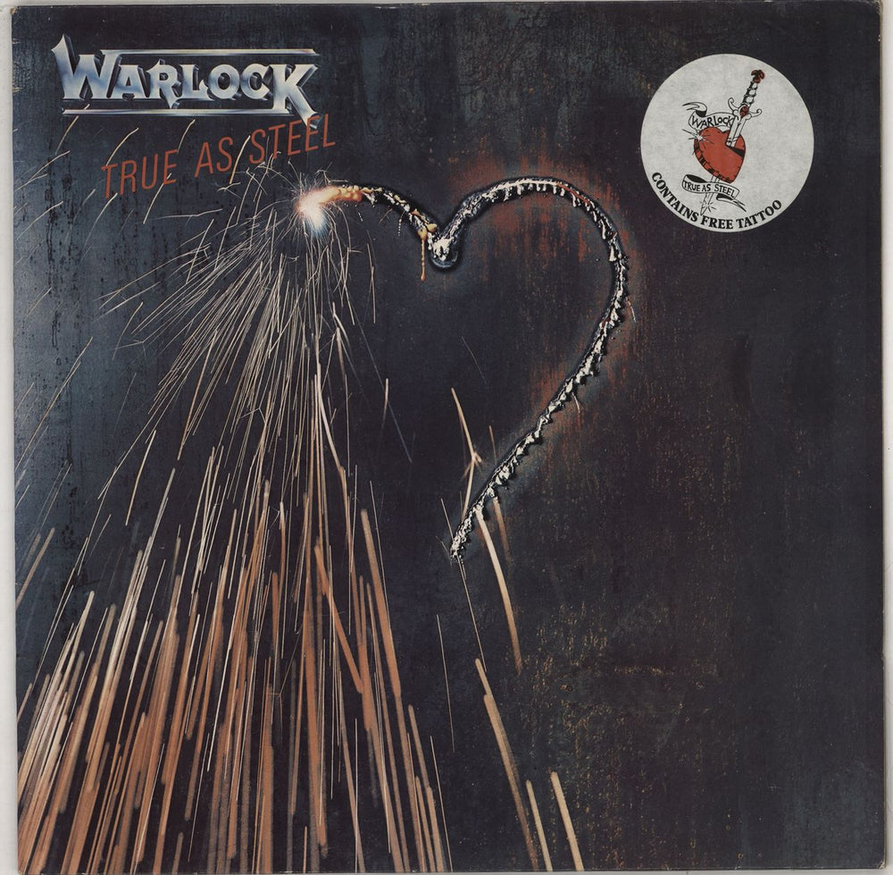 Warlock True As Steel + Tattoo, Fan Pack & PR UK Promo vinyl LP album (LP record) VERH41