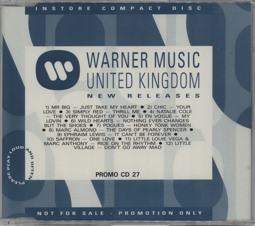 Warner Brothers Warner Music United Kingdom New Releases UK Promo CD album (CDLP) PROMOCD27