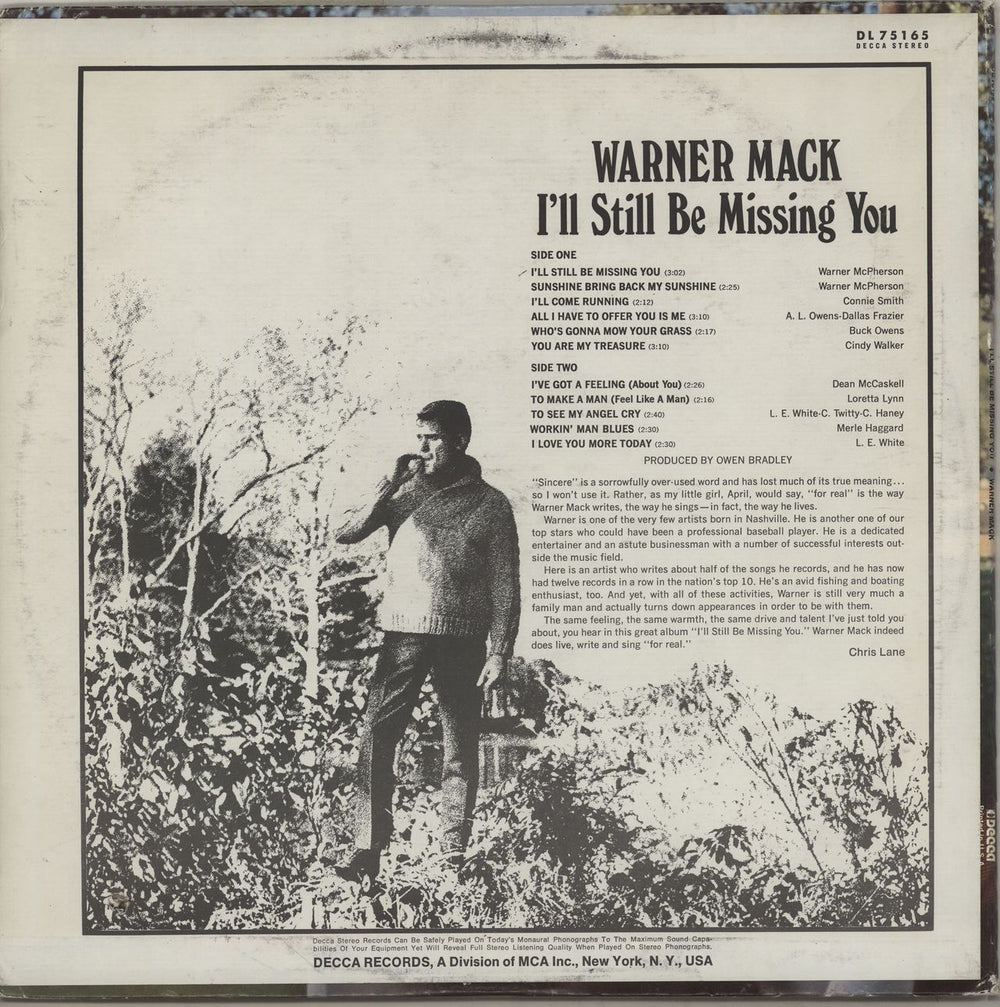 Warner Mack I'll Still Be Missing You US vinyl LP album (LP record)