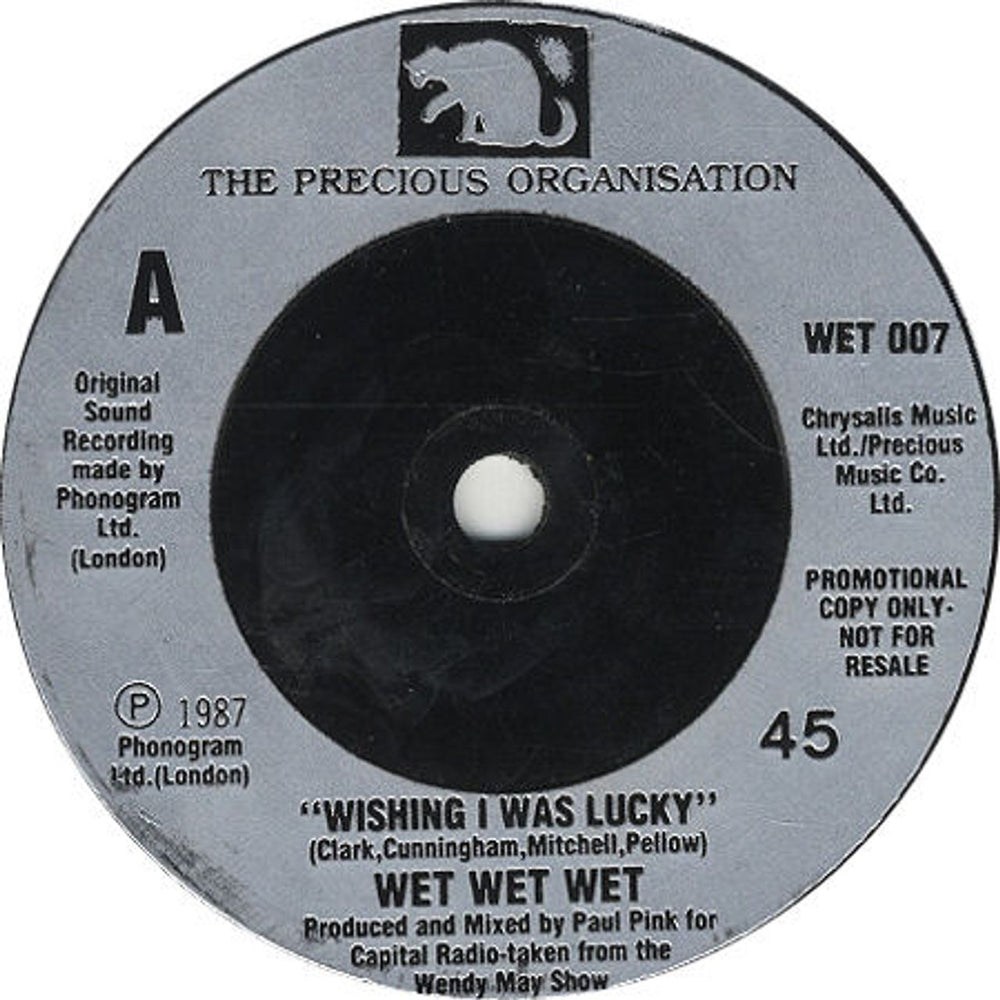 Wet Wet Wet Wishing I Was Lucky UK Promo 7" vinyl single (7 inch record / 45) WET007