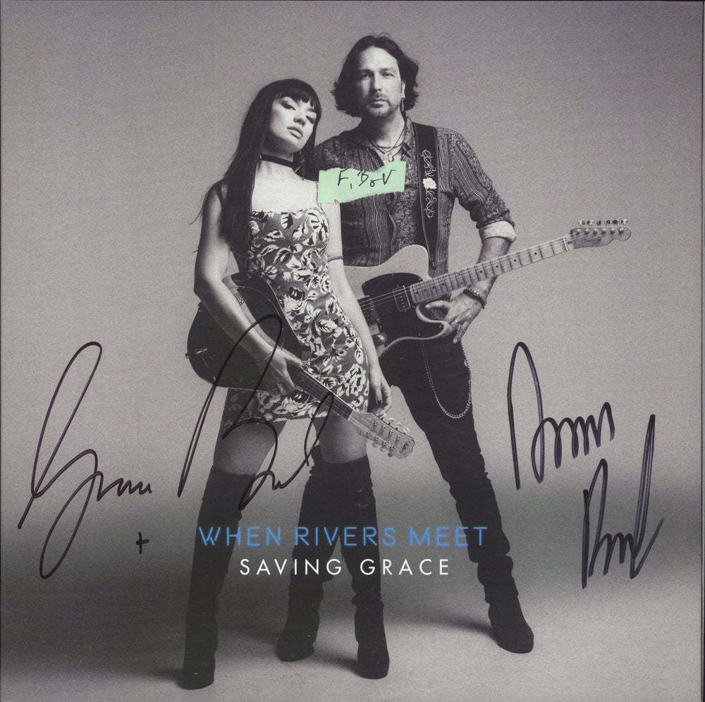 When Rivers Meet Saving Grace - Silver Splatter - Autographed UK vinyl LP album (LP record) WRMLPV02