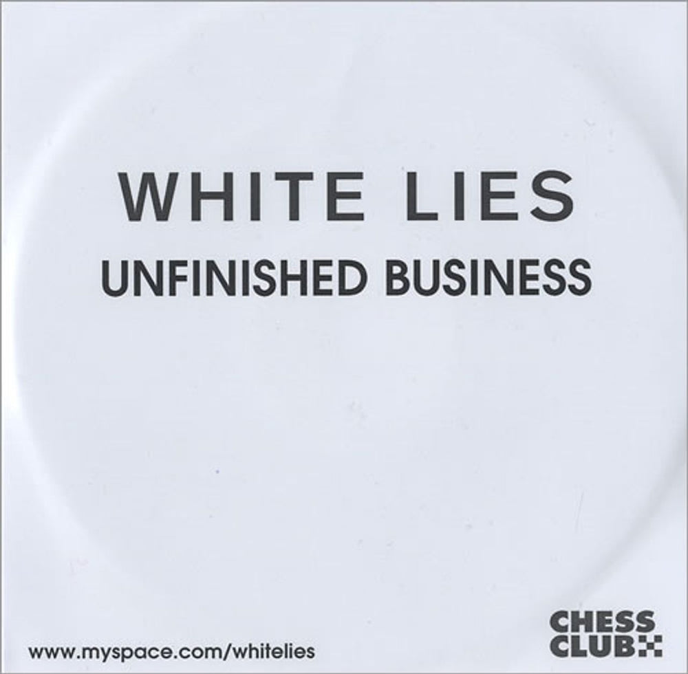 White Lies Unfinished Business UK Promo CD-R acetate CD-R