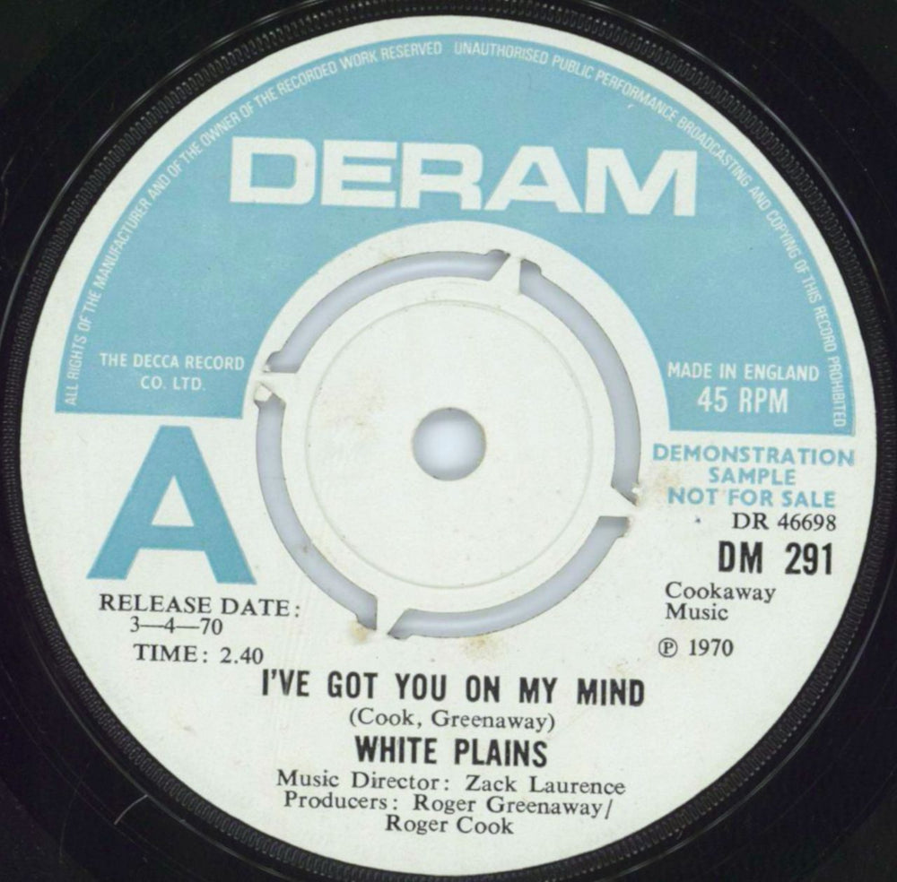 White Plains I've Got You On My Mind UK Promo 7" vinyl single (7 inch record / 45) DM291