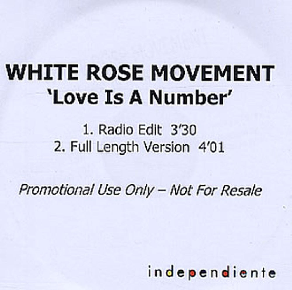 White Rose Movement Love Is A Number UK CD-R acetate CD-R ACETATE