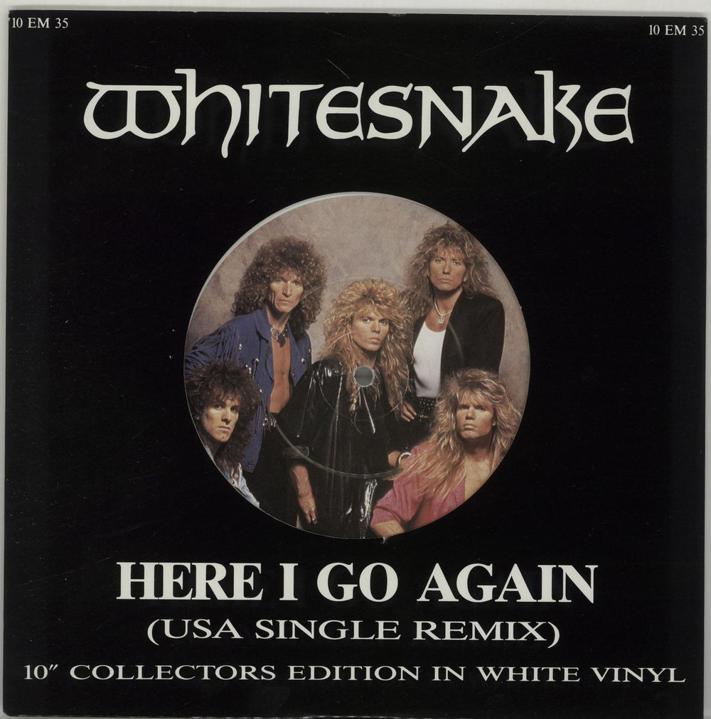 Whitesnake Here I Go Again - White Vinyl UK 10" vinyl single (10 inch record) 10EM35