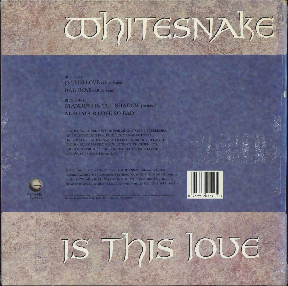 Whitesnake Is This Love - Sealed US 12" vinyl single (12 inch record / Maxi-single) 075992075404