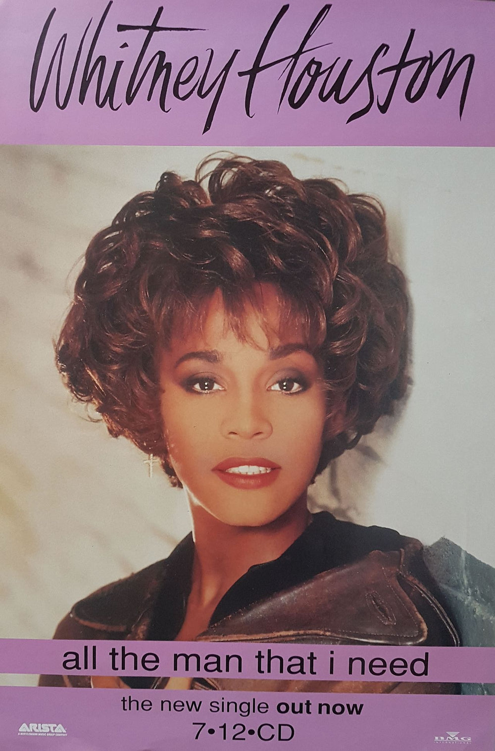 Whitney Houston All The Man That I Need UK Promo poster 27 X 19