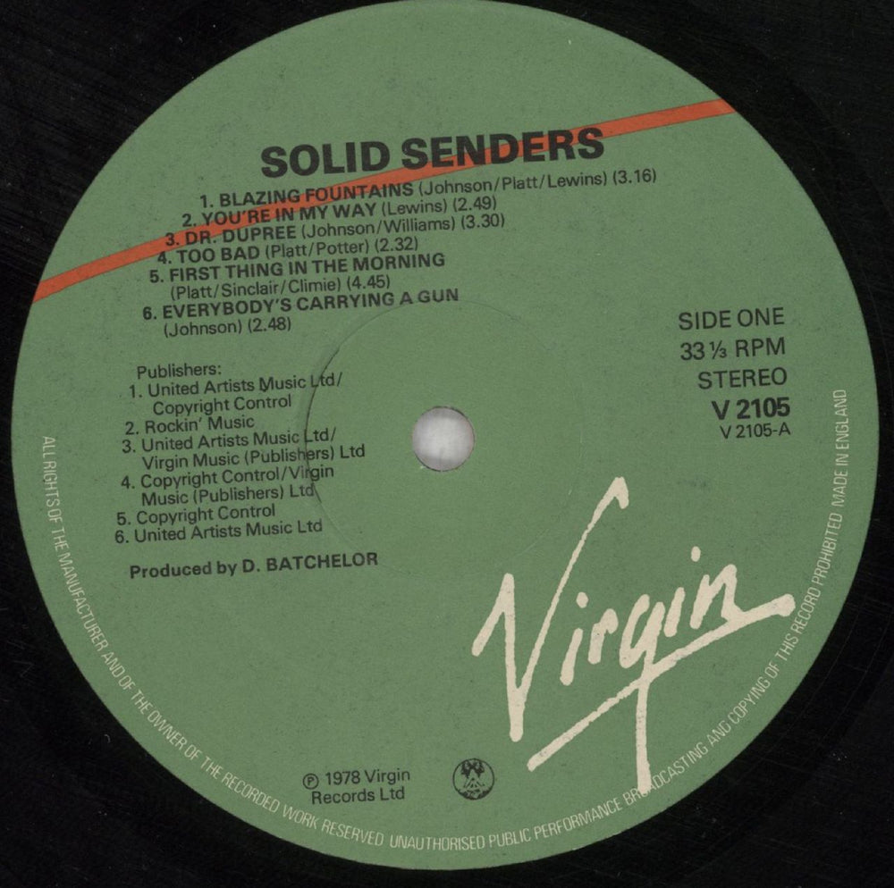 Wilko Johnson Solid Senders UK vinyl LP album (LP record) WLJLPSO824028