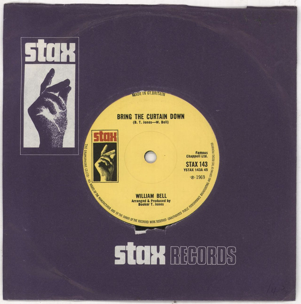 William Bell Born Under A Bad Sign - Solid UK Promo 7" vinyl single (7 inch record / 45) STAX143