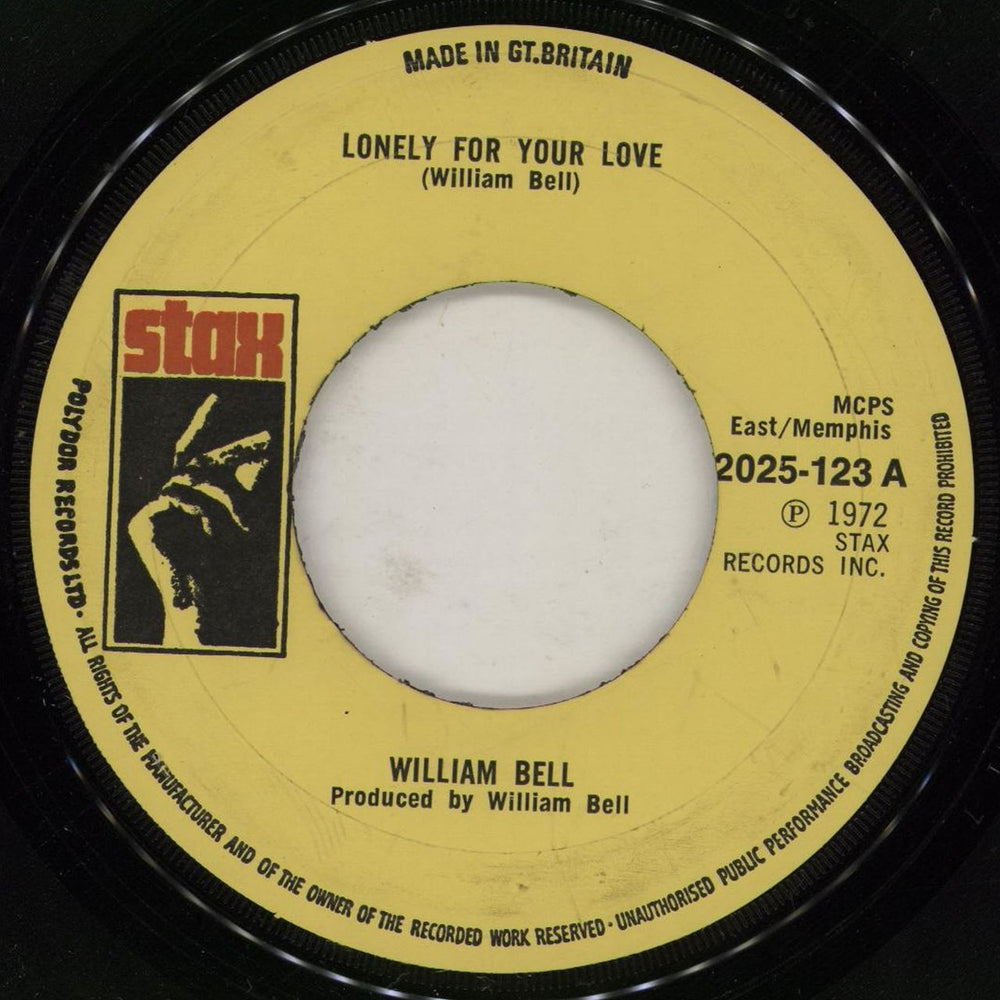 William Bell Lonely For Your Love UK 7" vinyl single (7 inch record / 45) 2025-123