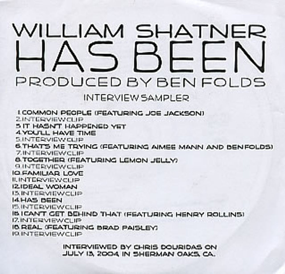 William Shatner Has Been Interview Sampler US Promo CD album (CDLP) PRO-00010